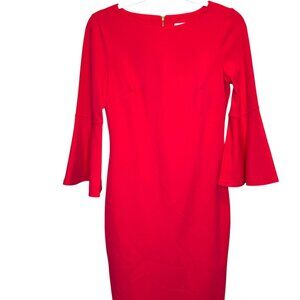 Calvin Klein Pink Bell Sleeve Sheath Knee Length Dress Size 4.